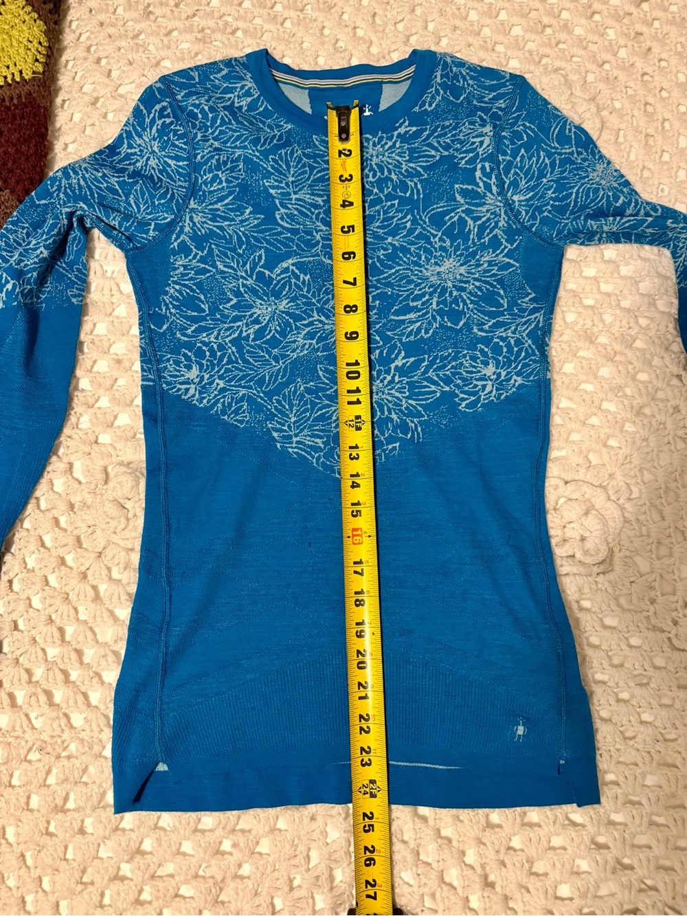 Smartwool Ocean Abyss/Wave Blue Floral Scape Merino Intraknit - Picture 9 of 10